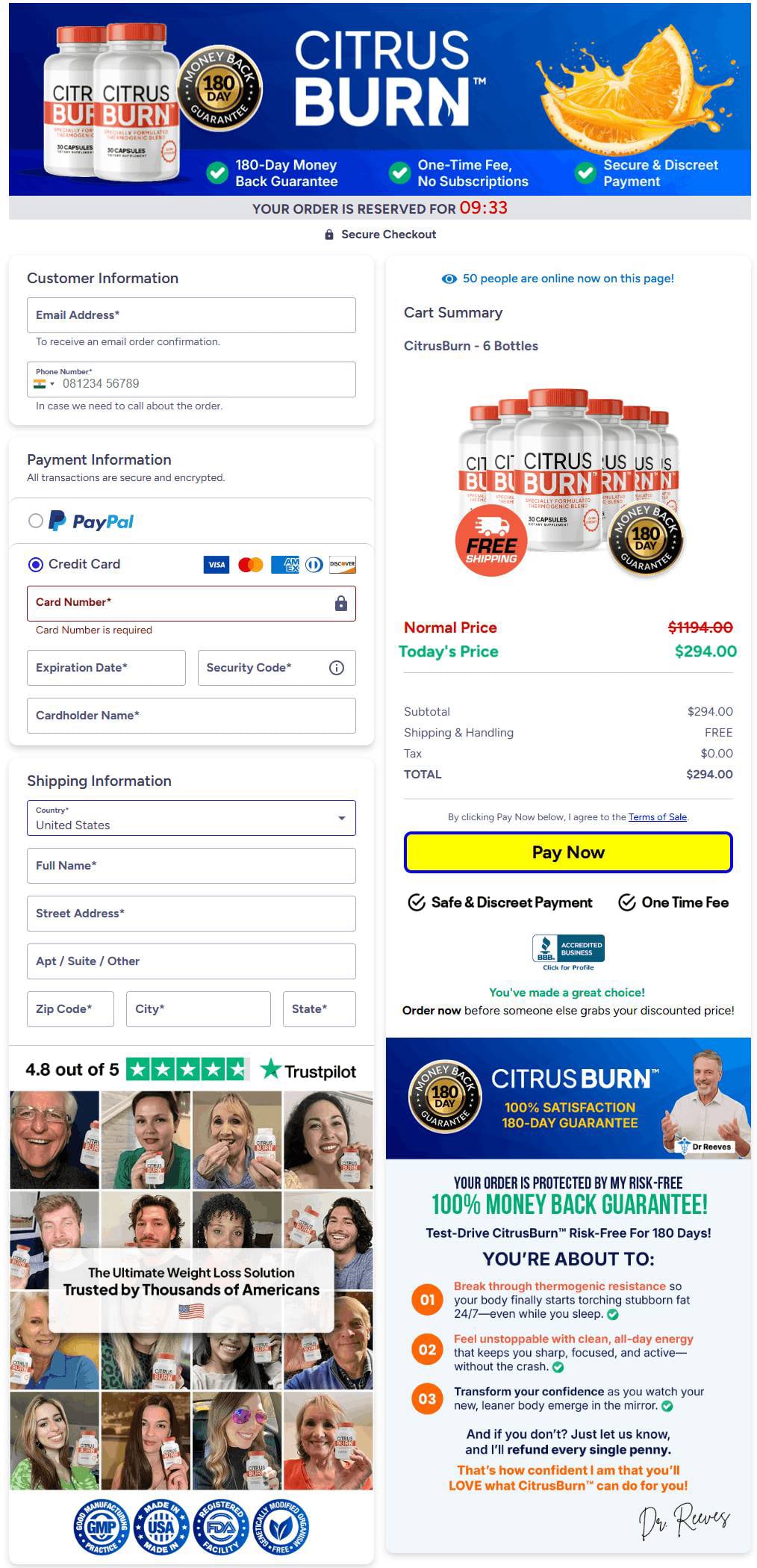 CITRUS BURN ORDER DETAILS